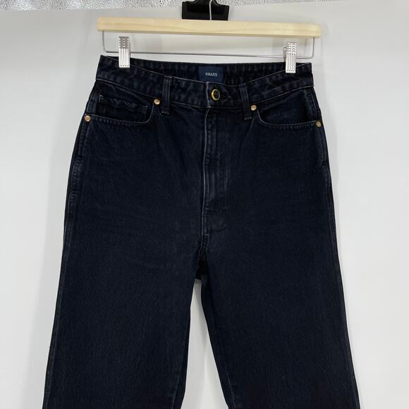 KHAITE | The Layla Jean in Dayton Wash Black Cropped Flare Denim 27 - Picture 9 of 14